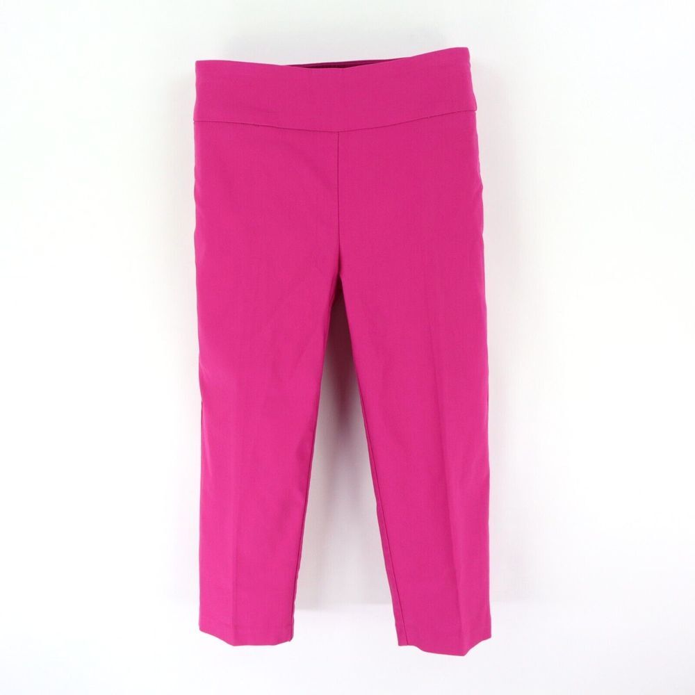 New Directions Capri Pants Mid Rise Stretch Womens 4P Pink Rayon Blend Pull-On